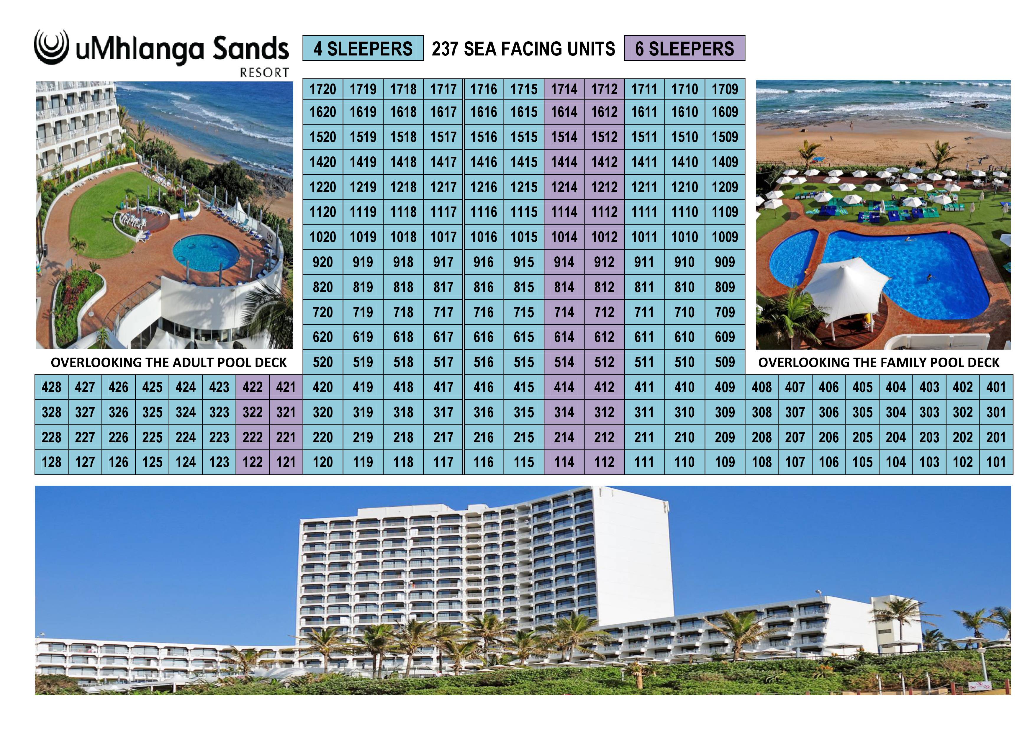 Umhlanga Sands Resort Unit Layout of Building